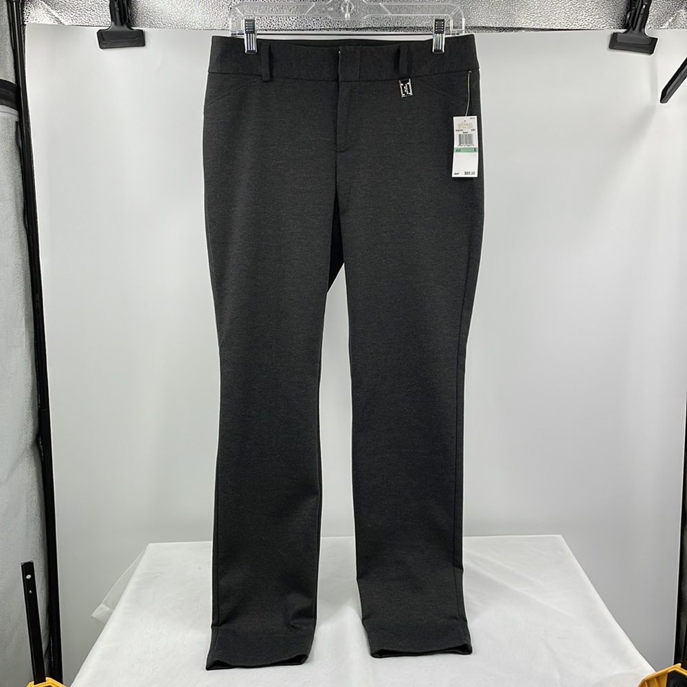 NWT Michael Kors Derby Gray Pants with Zip & Clip Front Closure Size 8